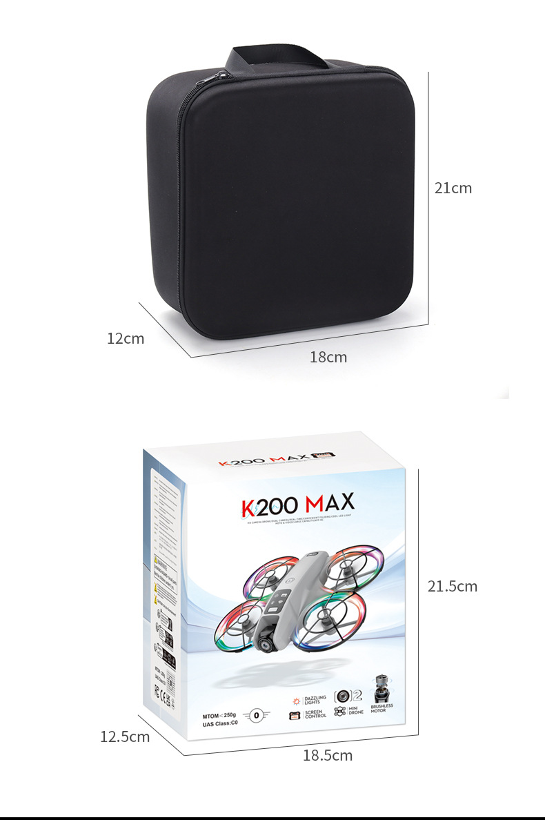 跨境K200 无刷带屏控无人机高清航拍光流定位飞行器彩灯遥控飞机详情7