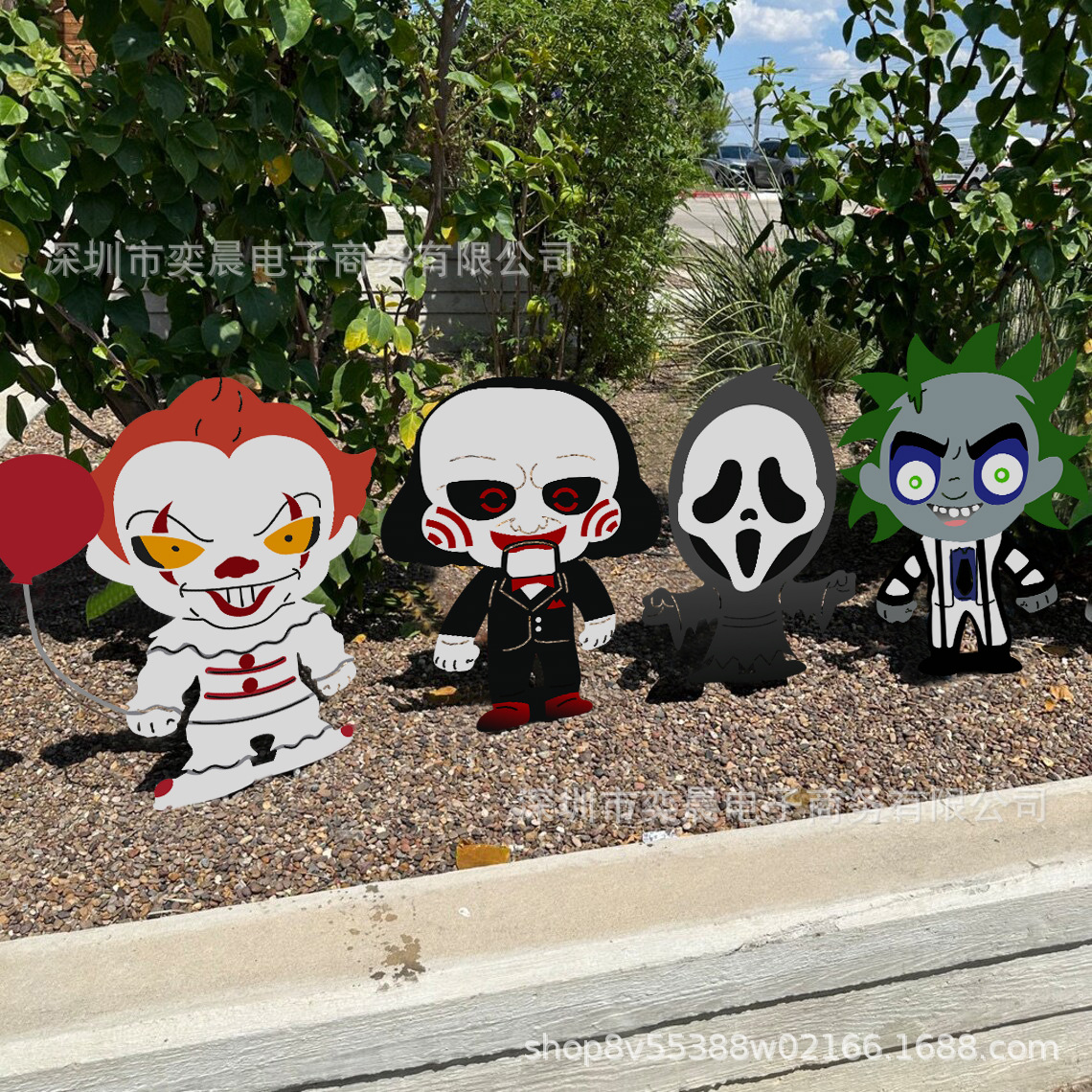 Cross border Halloween decoration to insert the Ghost Festival personality courtyard outdoor decoration horror movie lawn card full figure
