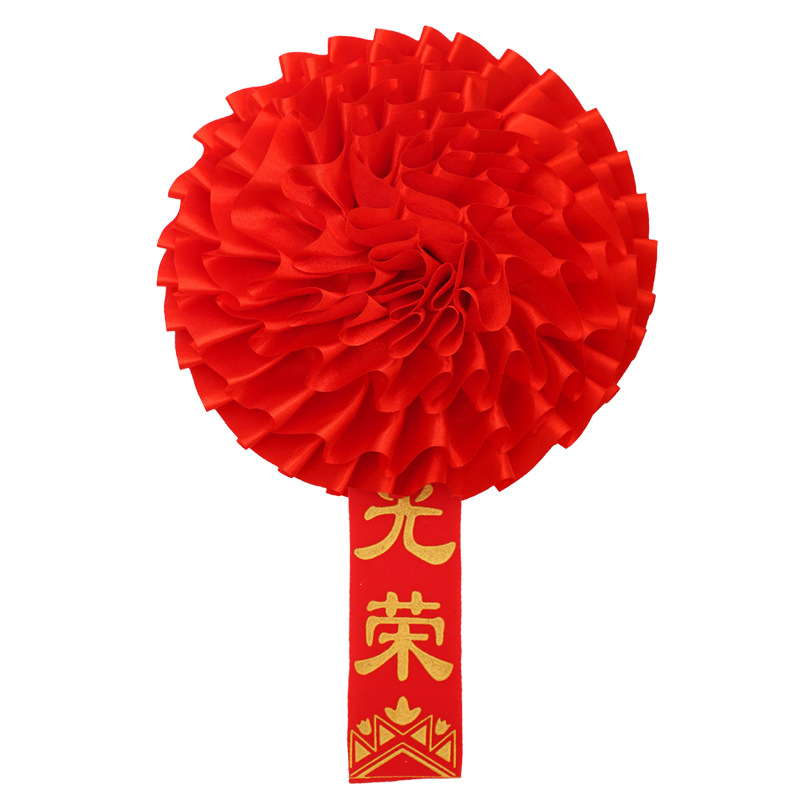 光荣花胸花表/婚礼喜庆伴郎/酒红大花头玫白底实物图