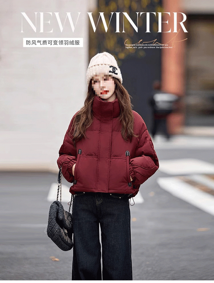 短款羽绒服女小个子冬装新款韩版时尚立领白鸭绒外套高端外套详情1