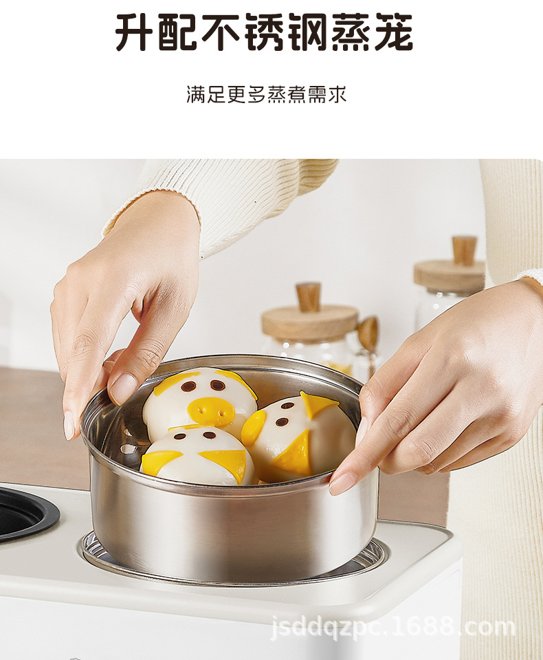 小贝猪四合一早餐机蒸烤煎煮一体锅多功能家用小型迷你烤箱多士炉详情19