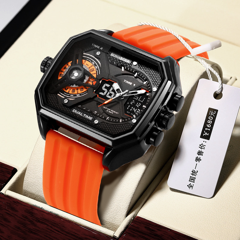 Cross-Border Explosive Large Dial Men's Watch Electronic Multi-Functional Sports Men's Glow-In-The-Dark Waterproof Personality New Men's Watch