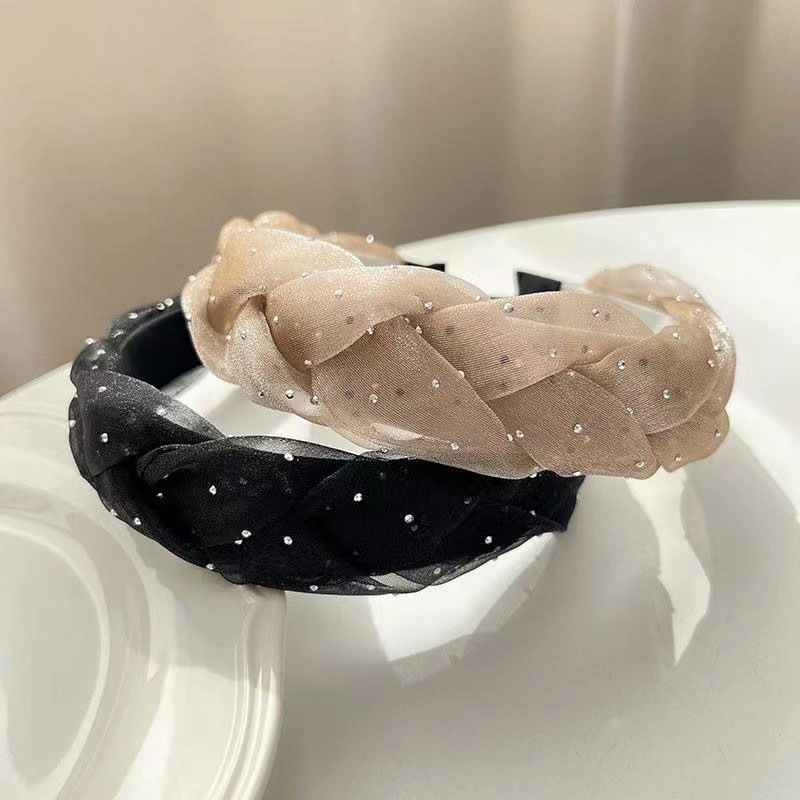 麻花辫宽边网纱满天星发箍女压发时尚简约发饰清新甜美百搭头箍女详情1