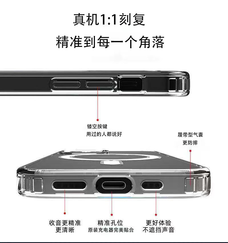 苹果14透明磁吸手机壳13ProMAX亚克力防摔magsafe适用12 11 xr xs详情图3
