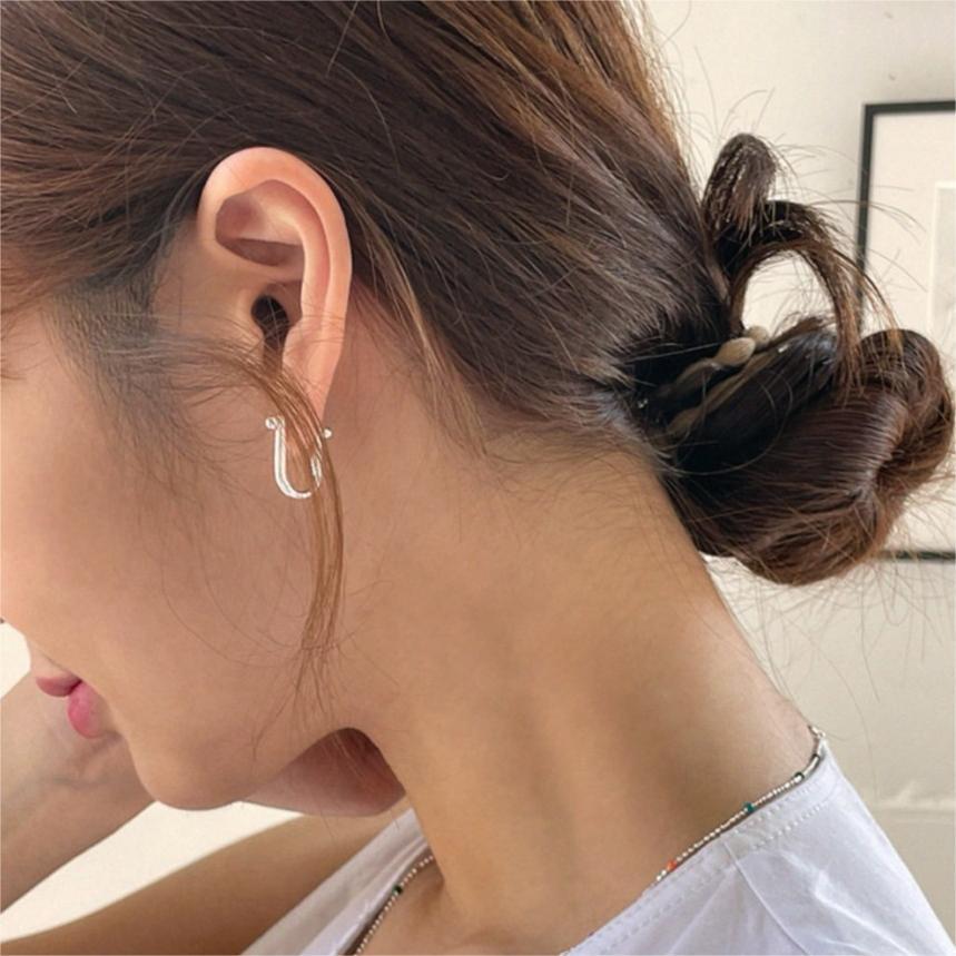 S925 Sterling Silver U-Shaped Horseshoe Ear Buckle Korean Version Simple All-In-One Earrings Fashion Temperament All-In-One Ins Style Earrings details Picture