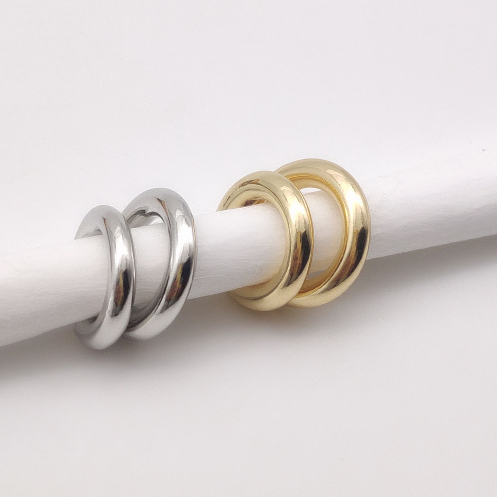 Punk asymmetrical metal ear clips, double round ear bone clips, women's C-shaped ear bone clips, earrings and jewelry wholesale details Picture
