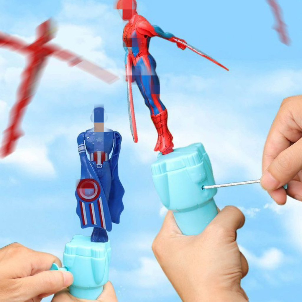 Ultraman flying toys, Superman rotating, Ultraman pulling line, Spider-Man, Captain America, boys' outdoor toys details Picture