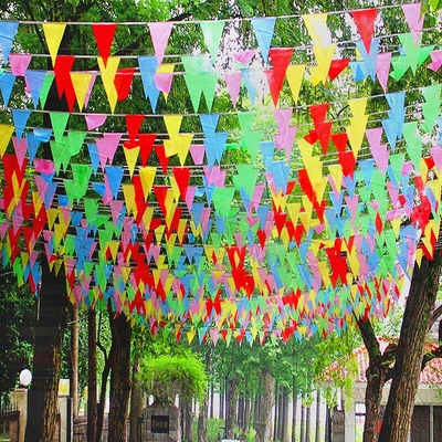 Triangle String Flag Small Flags Wedding Red Happy Word Small Hanging Flag Opening Ceremony Site Decoration Warning Isolation Belt