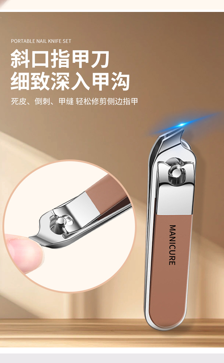 跨境便携防飞溅指甲刀套装美容美甲指甲剪套装美甲工具套装全套详情7