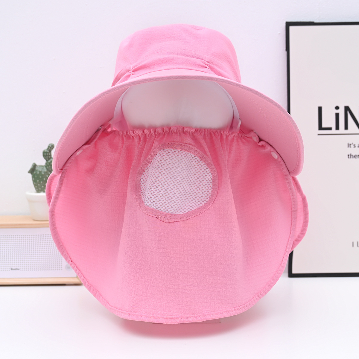 Detachable sun hat for women, summer peffon face cover, large brim tea-picking shawl hat, cycling sun hat pic 6