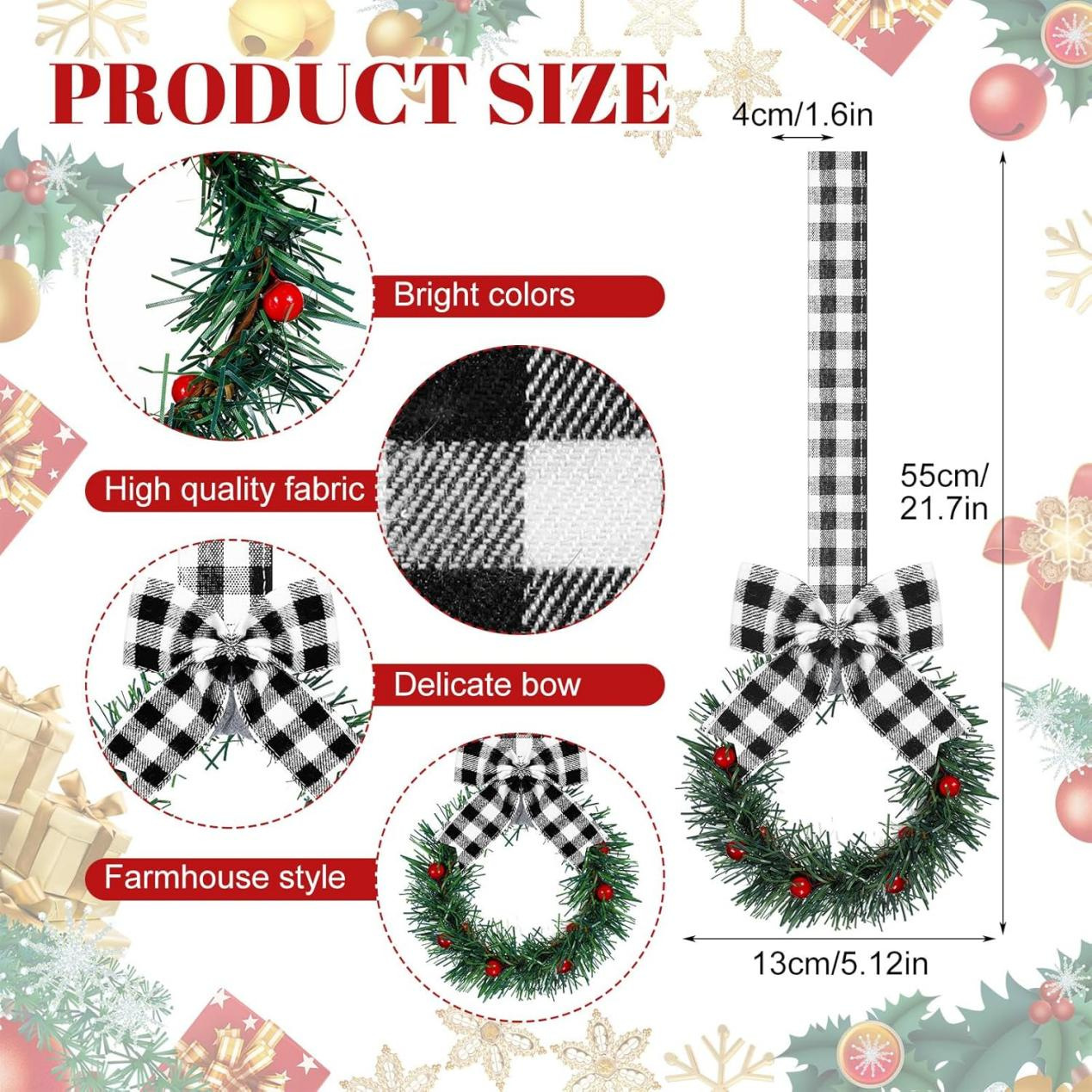 Cross-border new products: small flower rings, Christmas cabinet wreaths, ribbon mini Christmas wreaths, berry bow pendants Item Picture