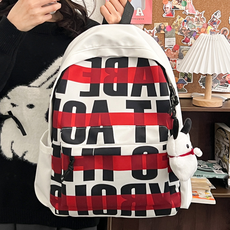Personality Instagram Graffiti Student Backpack Female Japanese Cute Preppy School Bag Letter Korean Version Of Everything Backpack details Picture