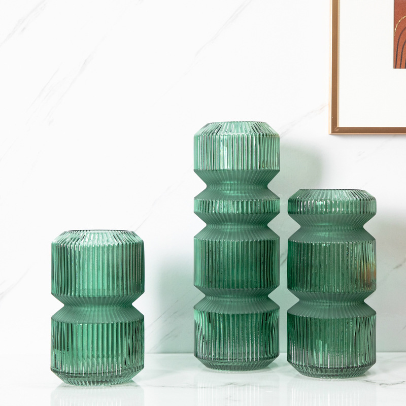 Nordic light luxury, simple frosted gradient colored glass vase, living room soft decoration, flower arrangement, entrance hall Item Picture