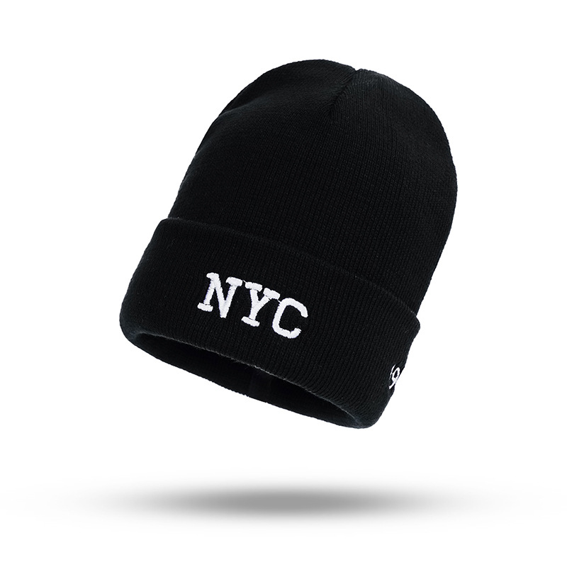 Knitted Hat Autumn And Winter Cold Hat Women's Warm Hat Europe And The United States Street Men's Pullover Hat Nyc Letter Embroidery Hat Tide