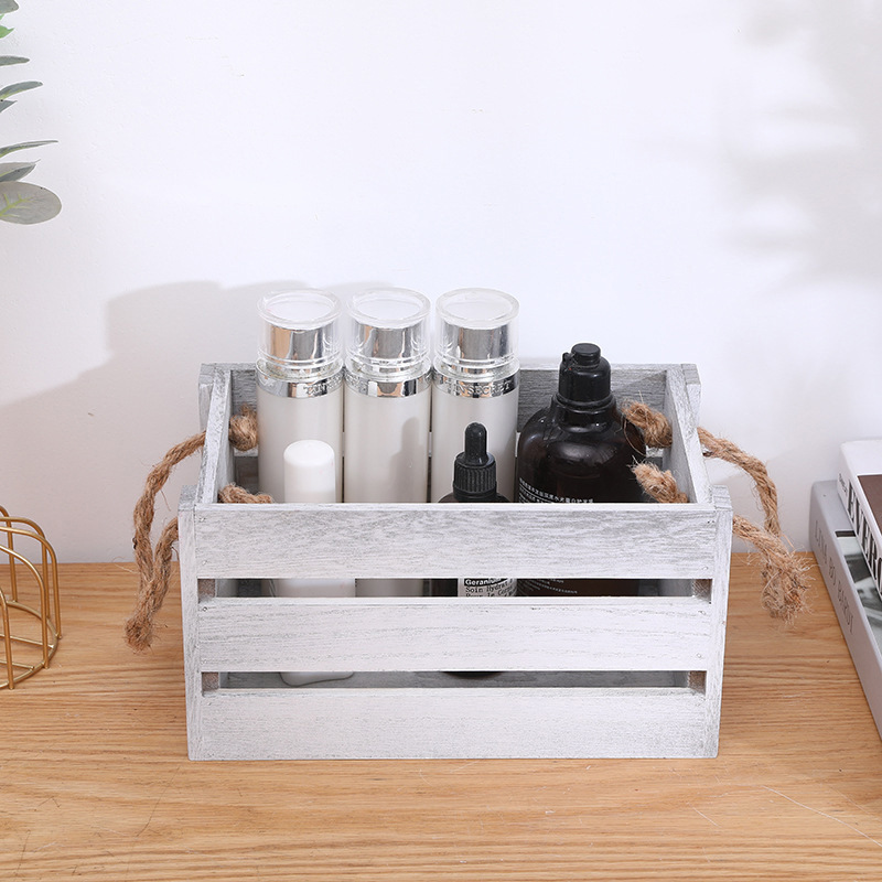 Cao County handicraft storage wooden crates, rectangular aged slat boxes, wooden slat baskets for decoration, wholesale of wooden storage baskets details Picture