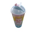 外贸产品卡通吸管杯发光塑料杯太空杯随手杯儿童果汁杯创意水杯