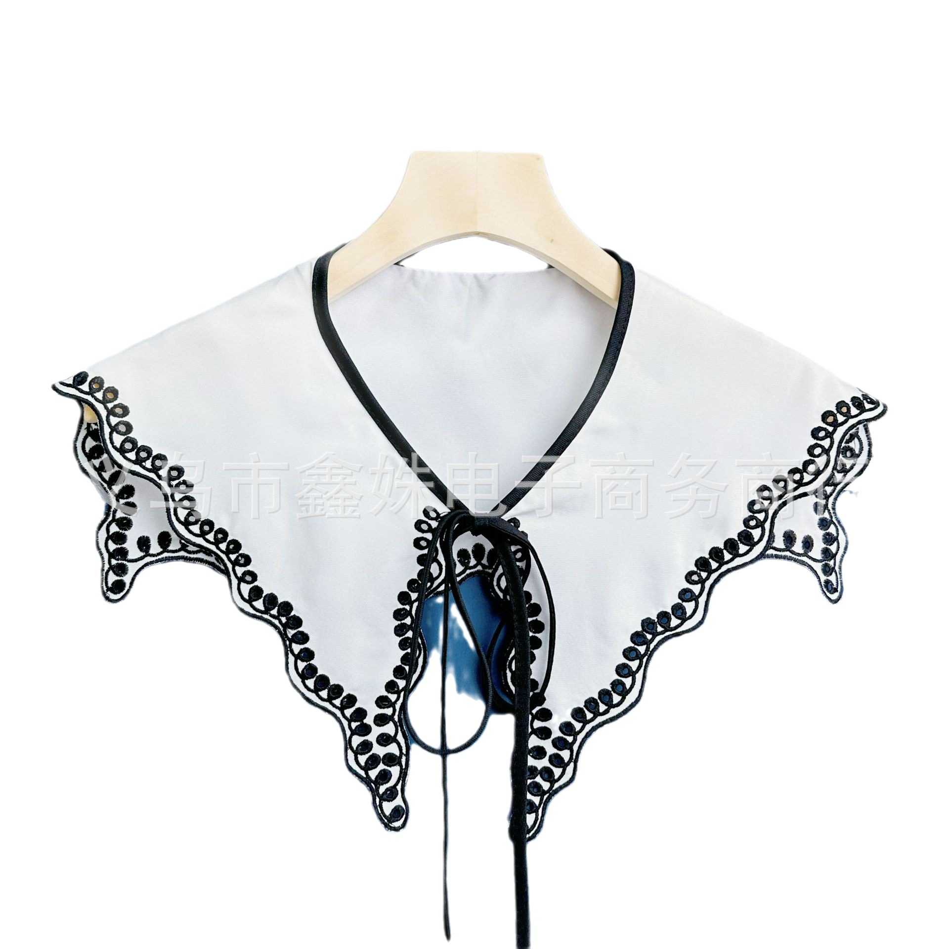 Black embroidered fringed women's clothing, versatile collars, clothing accessories and decorations Item Picture