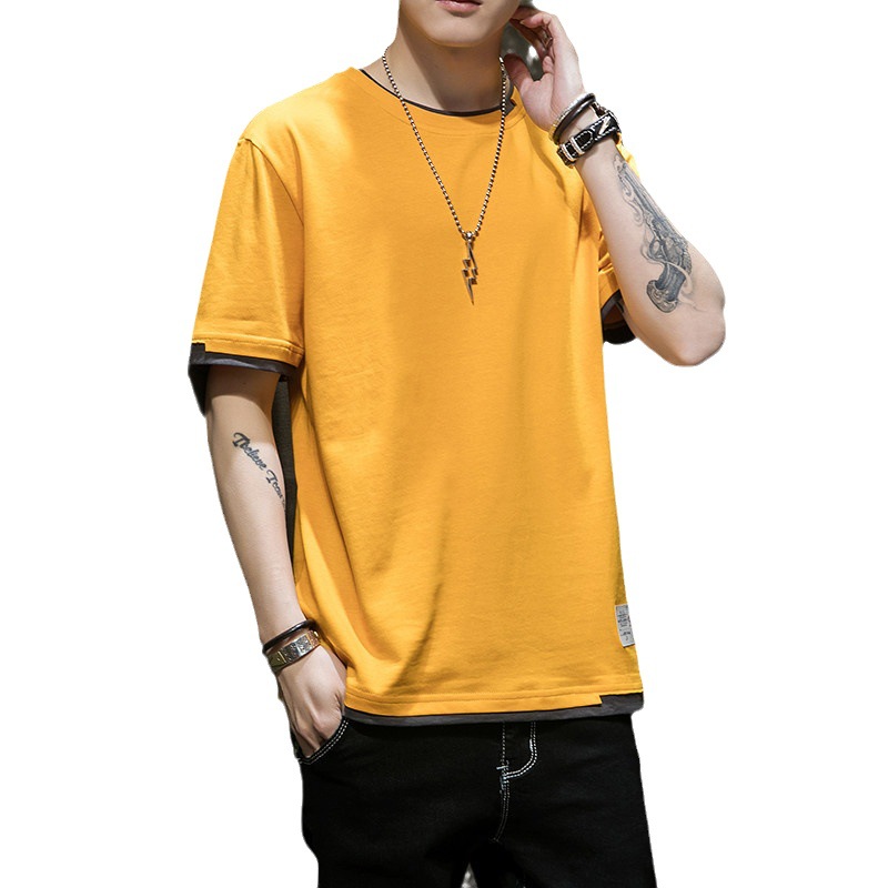 Men's T-shirts, new summer pure cotton clothing, youth half-sleeved shirts, men's round-neck tops, short sleeves, men's fashion Item Picture