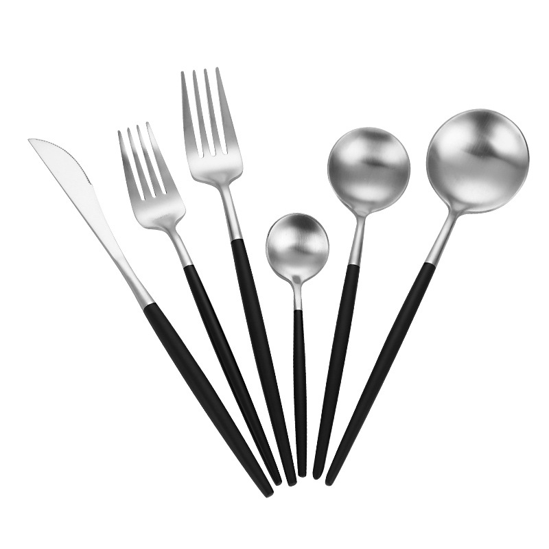 Cross-Border Amazon 304 Western Steak Knife Fork Spoon Tableware Set Fruit Fork Portugal Stainless Steel Tableware Item Picture