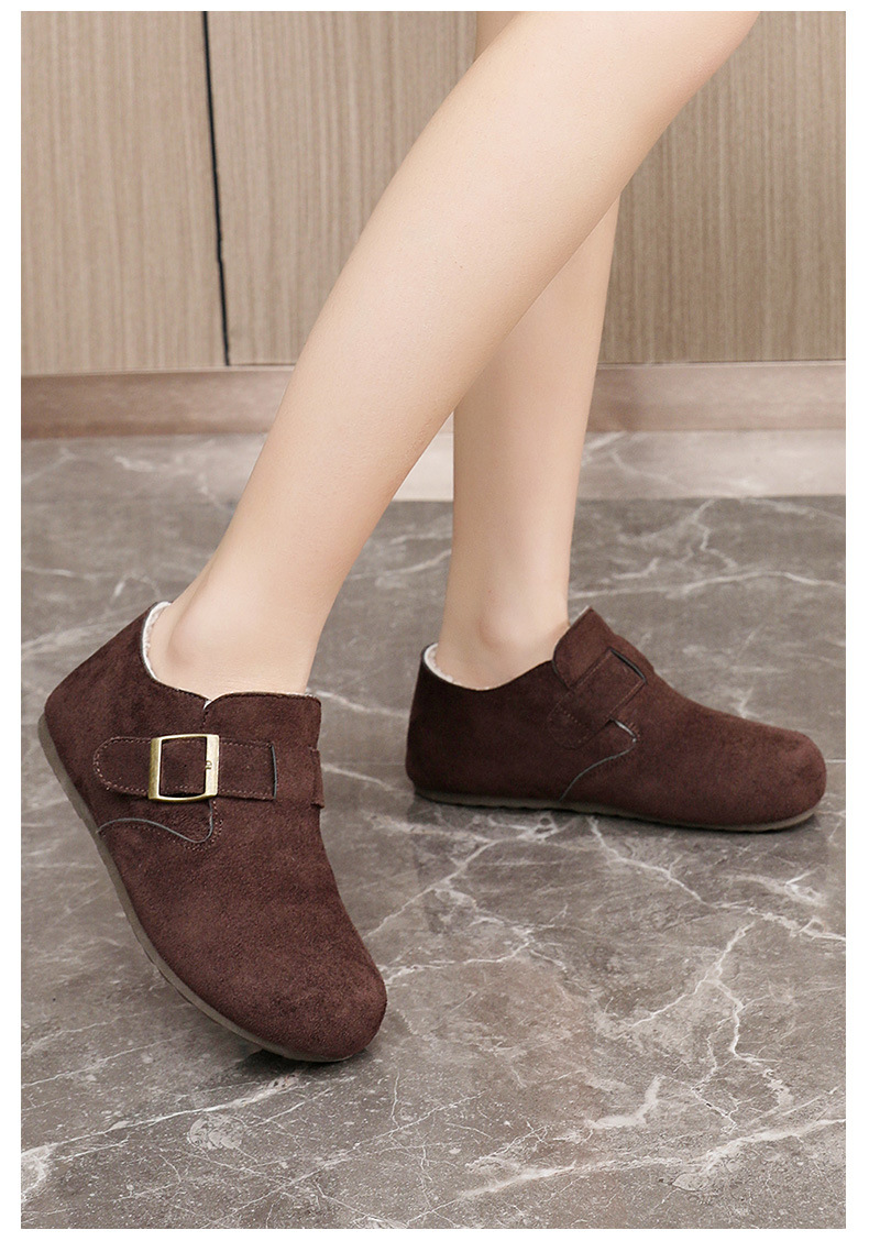 RD3206 Flat Boken shoes for women with fleece warmth, one-foot fluffy cotton shoes, 2025 new autumn and winter bean shoes pic 20