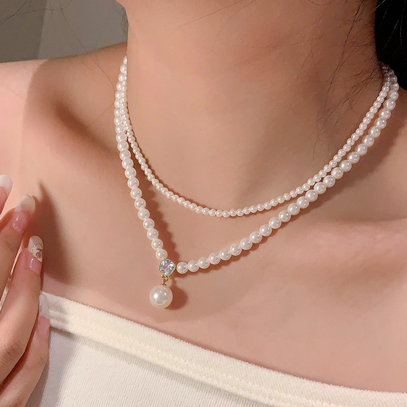 2025年珍珠双层新款项链气质高级感锁骨链女百搭爆款小众配饰颈链详情2