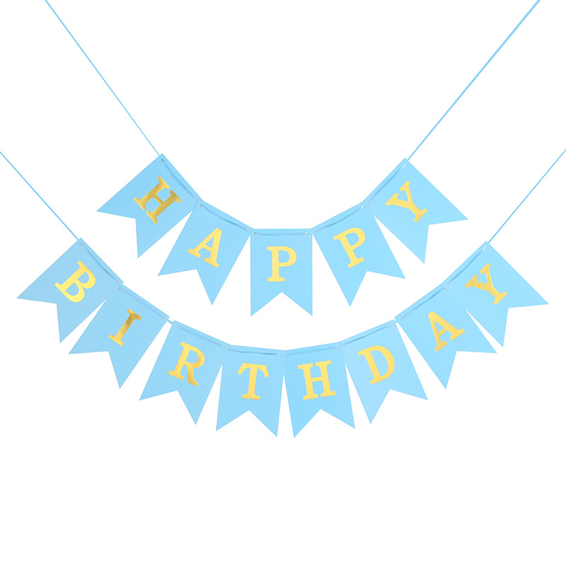 Birthday Pull Flags Banners With Lights String Baby's First Year Children's Party Party Decoration Background Wall Scene Layout Application Scenario