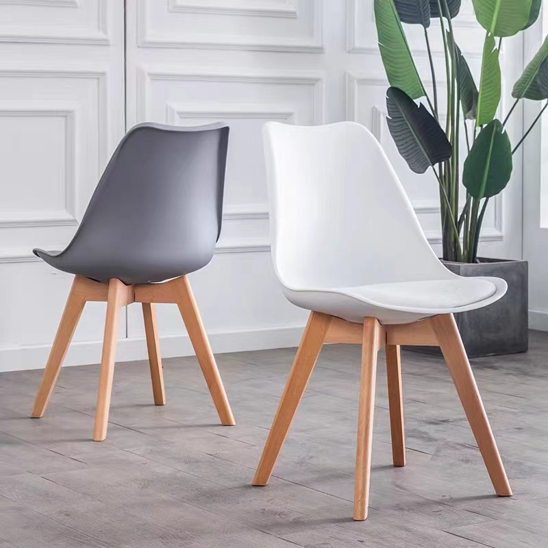 Eames dining chairs, simple Nordic tulip fast food table, casual negotiation backrest chairs, home dining room stools and chairs details Picture