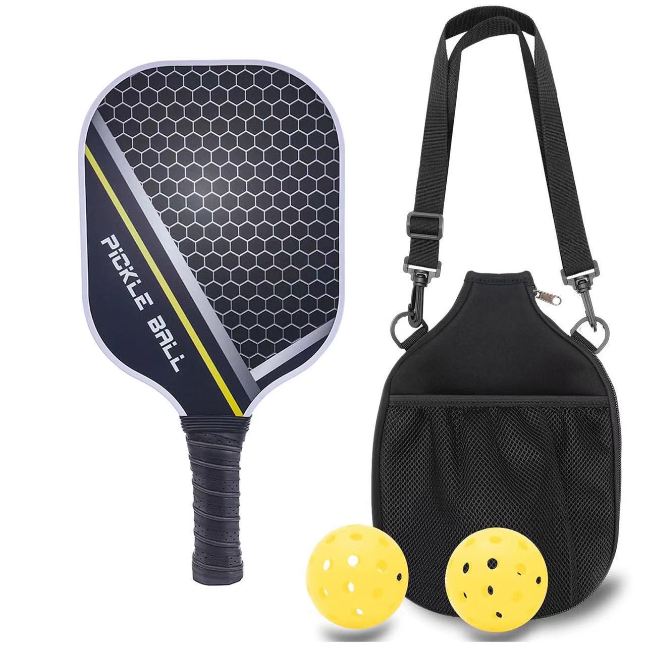 pickleball carbon fiber racket, fiberglass wood racket set, professional logo sample making for Pickleball Application Scenario