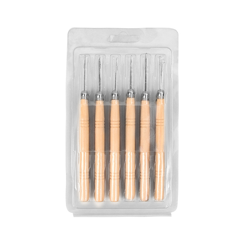 Spot Wholesale With Tongue Wooden Handle Wig Crochet Real And Fake Hair Crochet Feather Hair Extensions Crochet Hook Hair Extensions Special Tools Item Picture