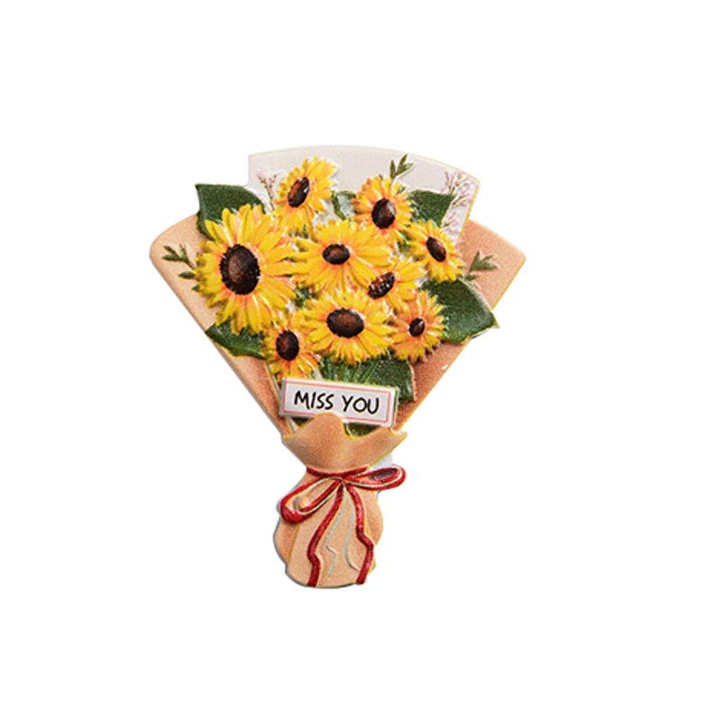 Flower Bouquet Resin Refrigerator Sticker Creative Family Gift Decoration Magnetic Sticker Three-Dimensional Fresh Little Cute Refrigerator Sticker Item Picture