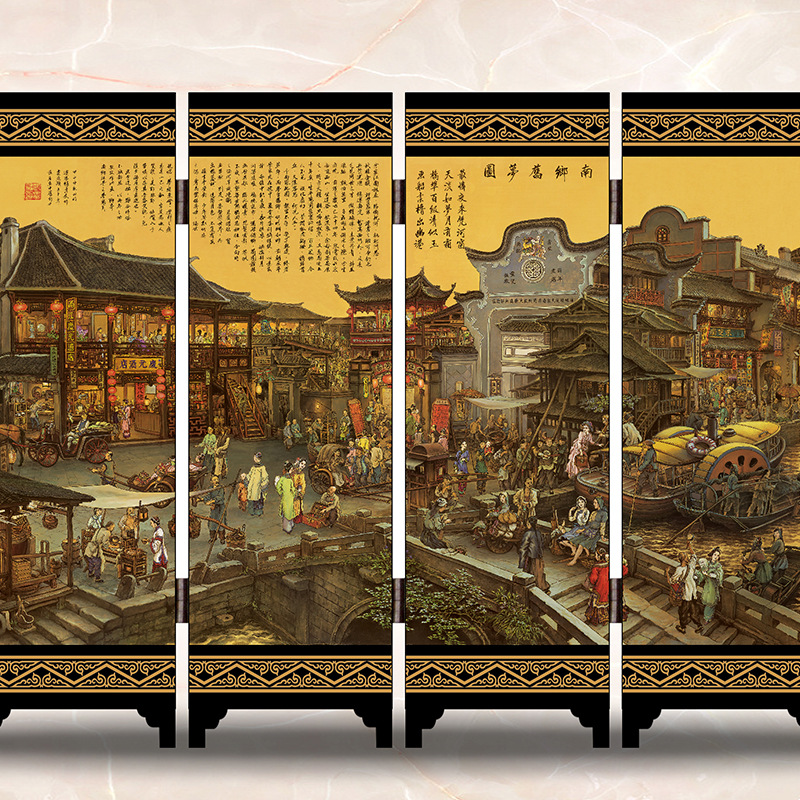 High-definition reproduction of the old dream paintings of Zhang Xiaoyou from Nanxiang, a new Chinese-style decorative calligraphy and painting small screen for the living room and office Specification image