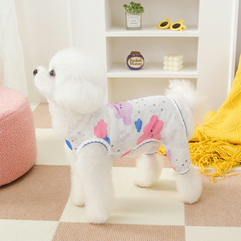 Dog clothes for spring and summer, cute and breathable cat home wear, small dog puppies, Bichon Frises, Pomeranians, mosquito repellent four-leg pants details Picture