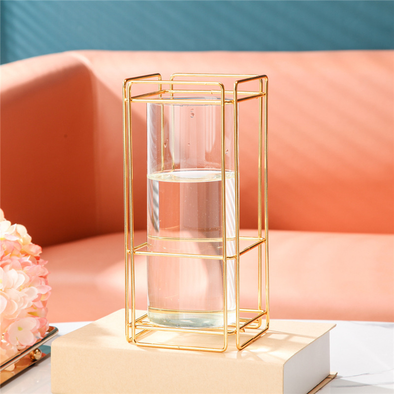 Square Glass Vase Home Decoration Living Room Table Sample Room Soft Decoration Item Picture