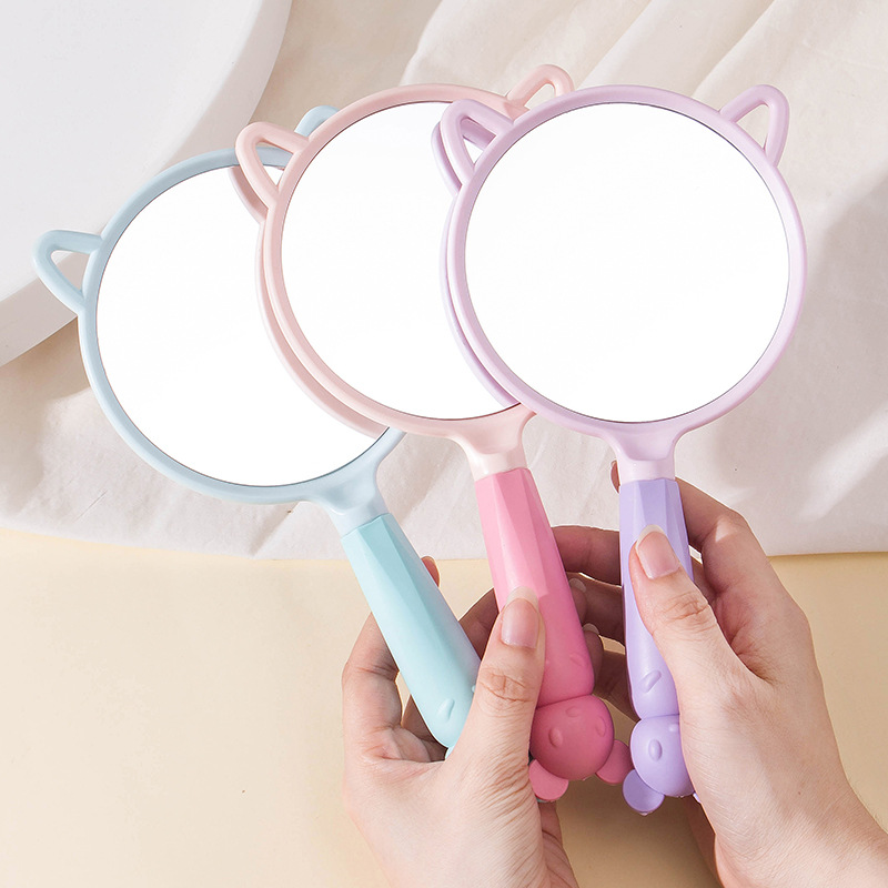 Original Bunny Dorm Mirror Diy Handmade Hd Handle Mirror Desktop Handheld Grooming Mirror Plastic