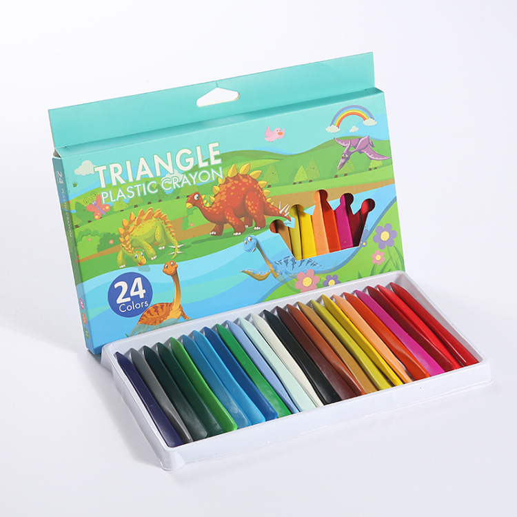 厂家直批儿童三角塑料蜡笔可水洗涂色画画笔美术绘画涂鸦彩色笔详情图2