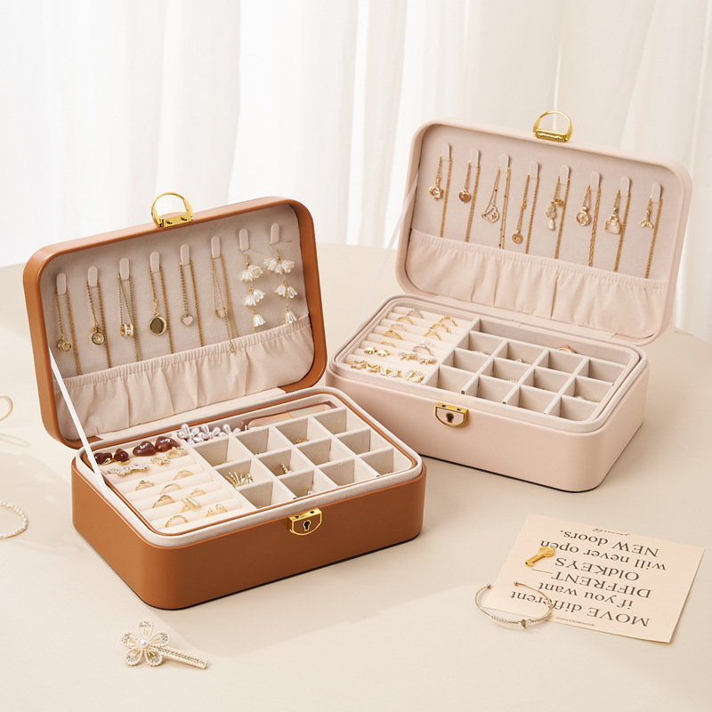 Children's hair accessory storage box, jewelry and accessory storage box, multi-layer desktop storage, high-end lockable jewelry box Specification image