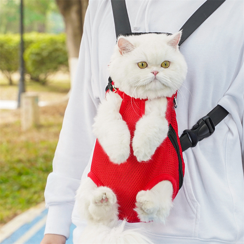 Dog Cat Backpack Pet Backpack Portable Mesh Cloth Breathable Backpack Small And Medium-Sized Dog Supplies Wholesale Specification drawing