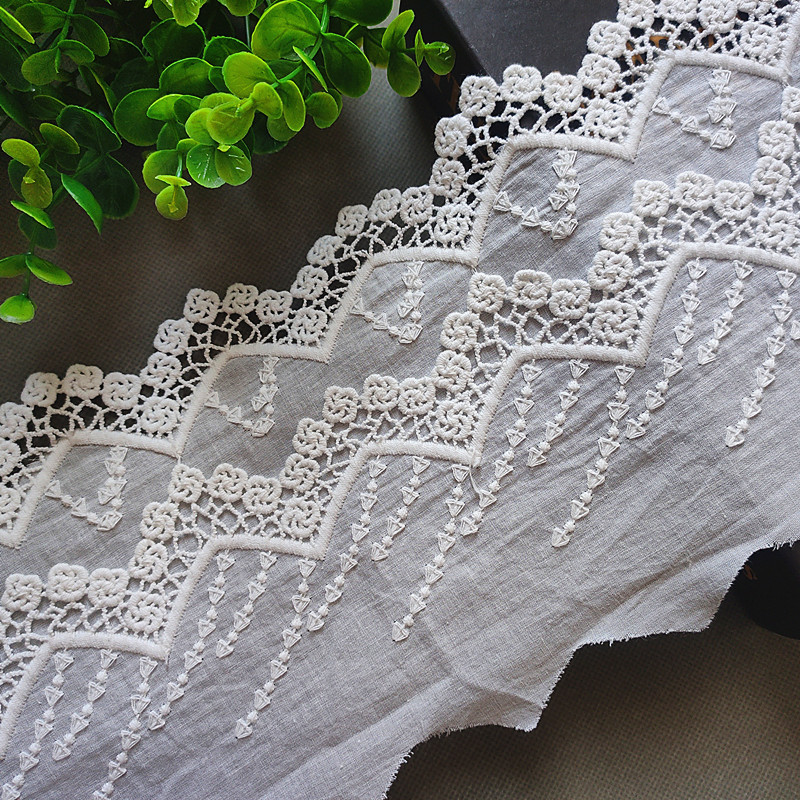 Tianteng Factory wholesres new types of cotton fabric with hollowed-out embroidery lace accessories, barcode home women's dress lace fabric Application Scenario