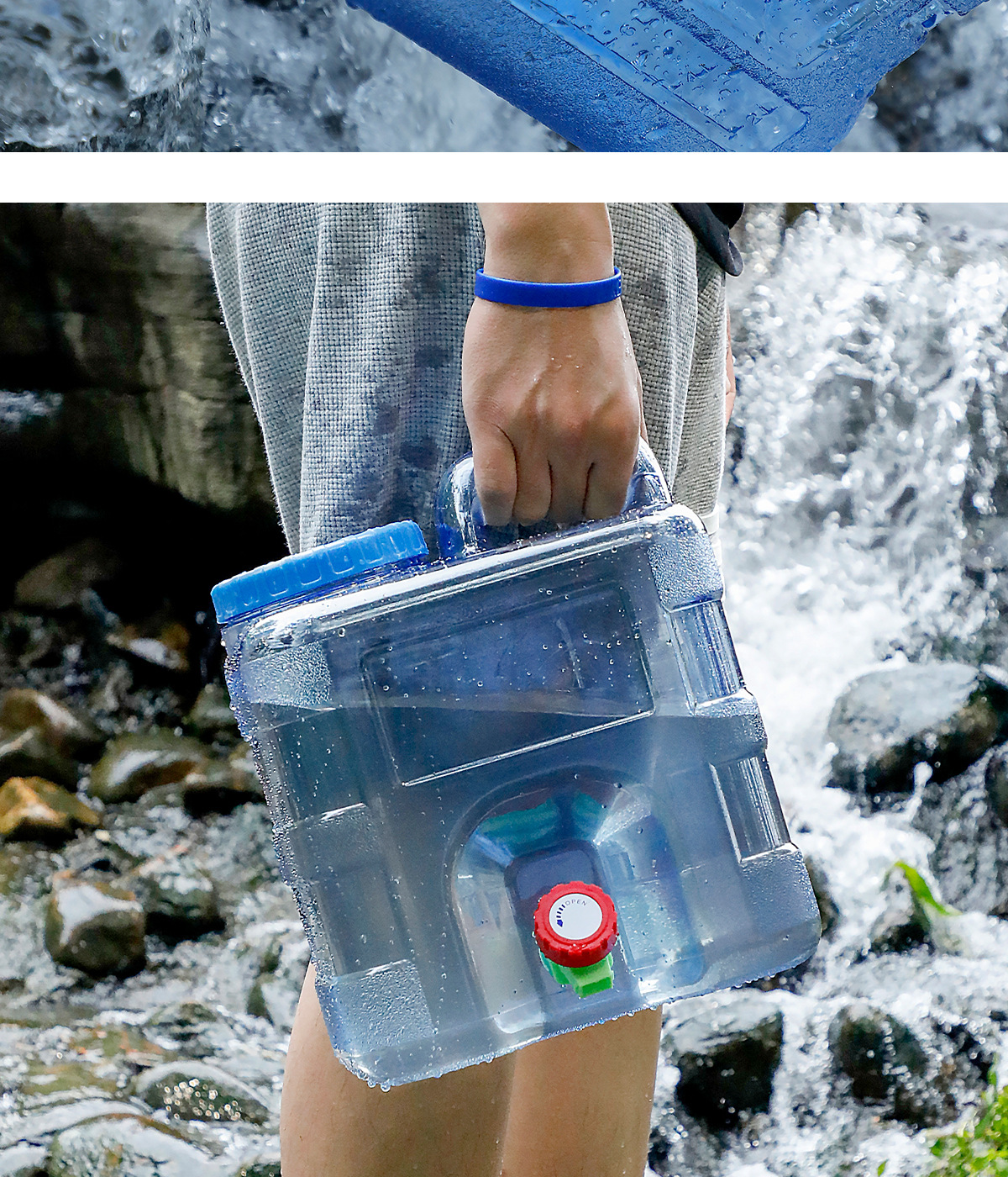 户外水桶便携式露营自驾野餐纯净空桶大容量蓄水箱车载水桶带龙头详情21
