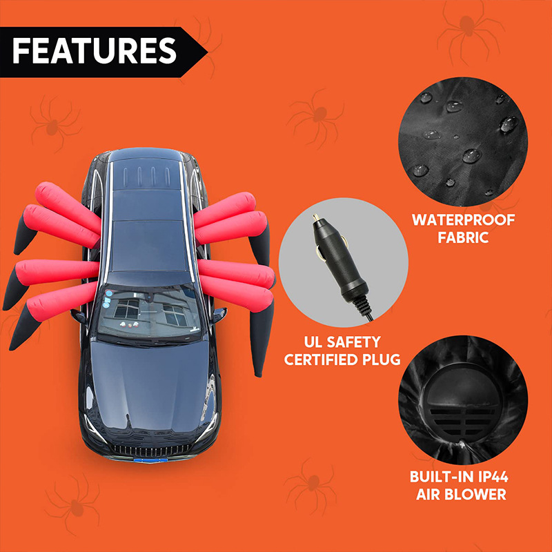 Cross-border new Halloween inflatable car trunk decoration led illuminated spider car inflatable party supplies Specification image
