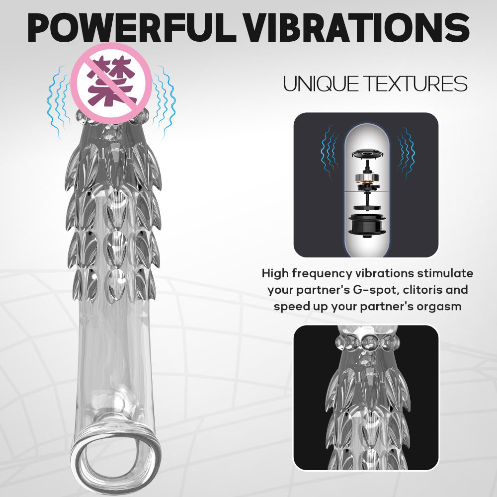 New exaggerated barbs export vibration set for men, thickened, lengthened and thickened fun ring Specification drawing