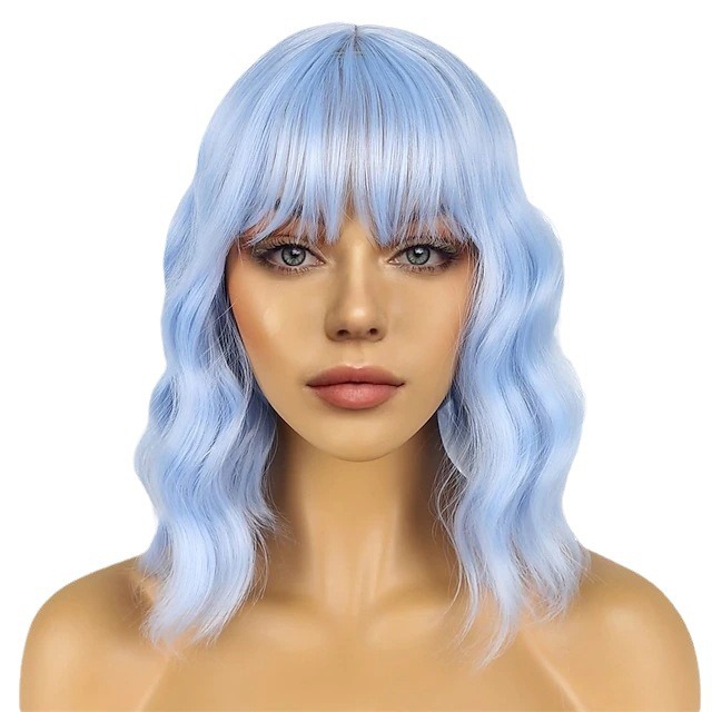 Amazon's best-selling cross-border wigs, European and American festival cosplay wigs, water ripple short curly hair wigs, and full headsets Item Picture