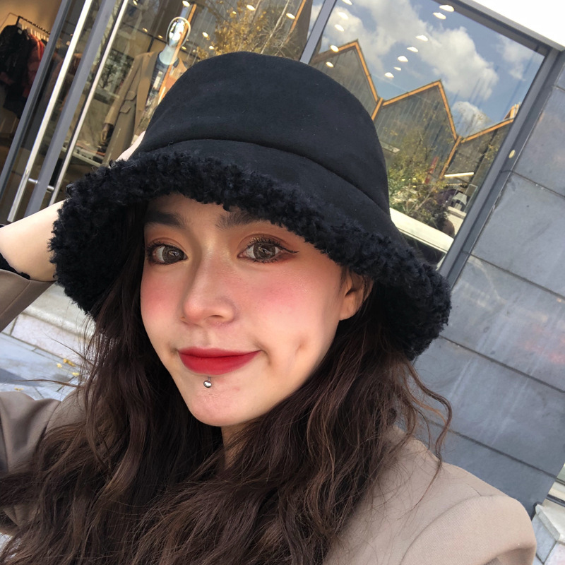 Mr. Evil vintage lambskin thickened warm fisherman's hat for women to make their faces look smaller in autumn and winter 2021 new style basin hat Application Scenario