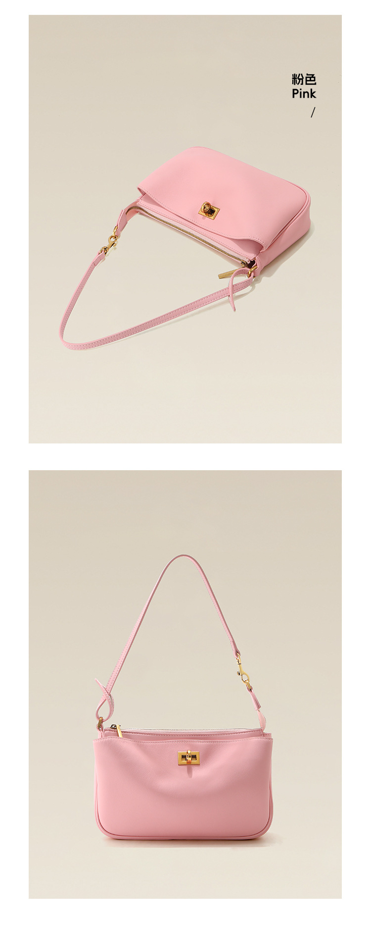 小众真皮麻将包女高级感手提包锁扣韩系拉链通勤大容量单肩斜挎包详情21