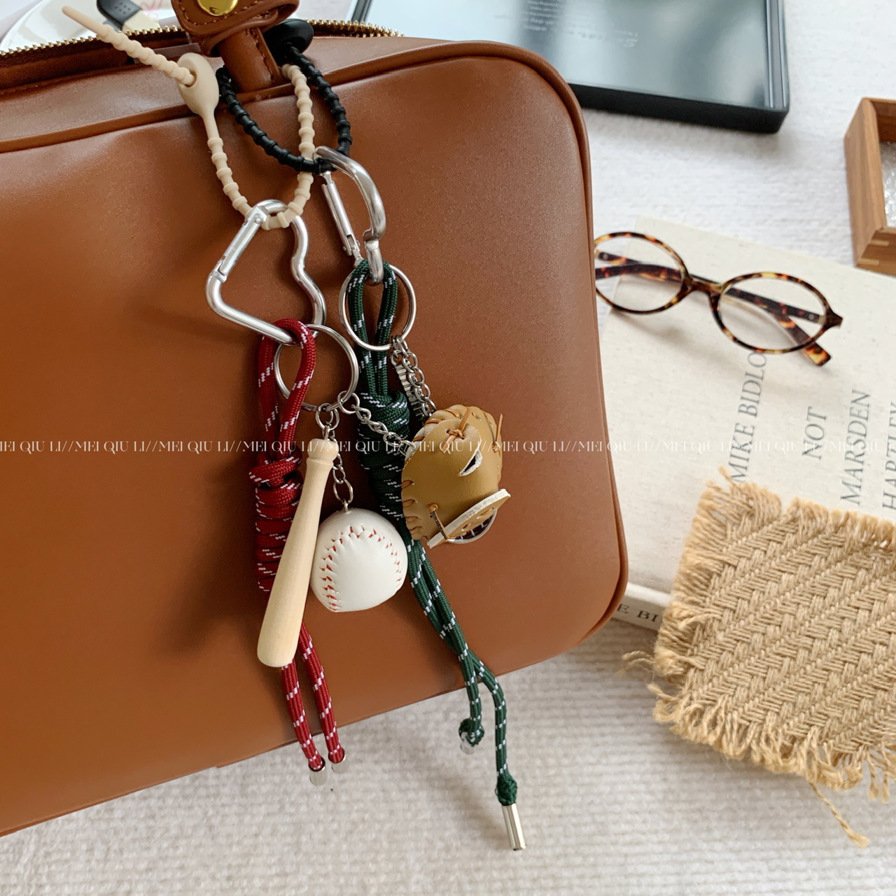 This is the same style baseball bag woven rope pendant as the Instagram blogger, featuring a high-end MIU series bag hanging rope and keychain decoration Specification image