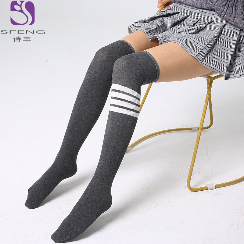 New TB mid-calf school style four-bar knee-length cotton women's thigh-high socks, the same style as the popular ones on Instagram, available for one-piece delivery from the sock stall Specification image