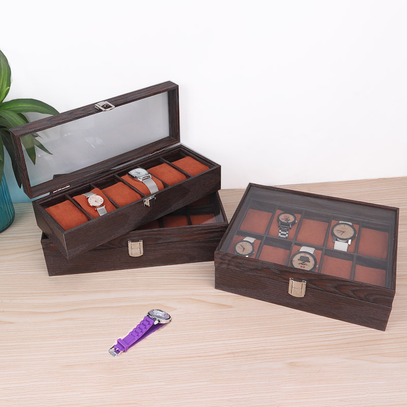 Custom Rectangular Gift Box Watch Classical Jewelry Square Brown Jewelry Wooden 6-Bit 10-Bit 12-Bit Watch Case Application Scenario