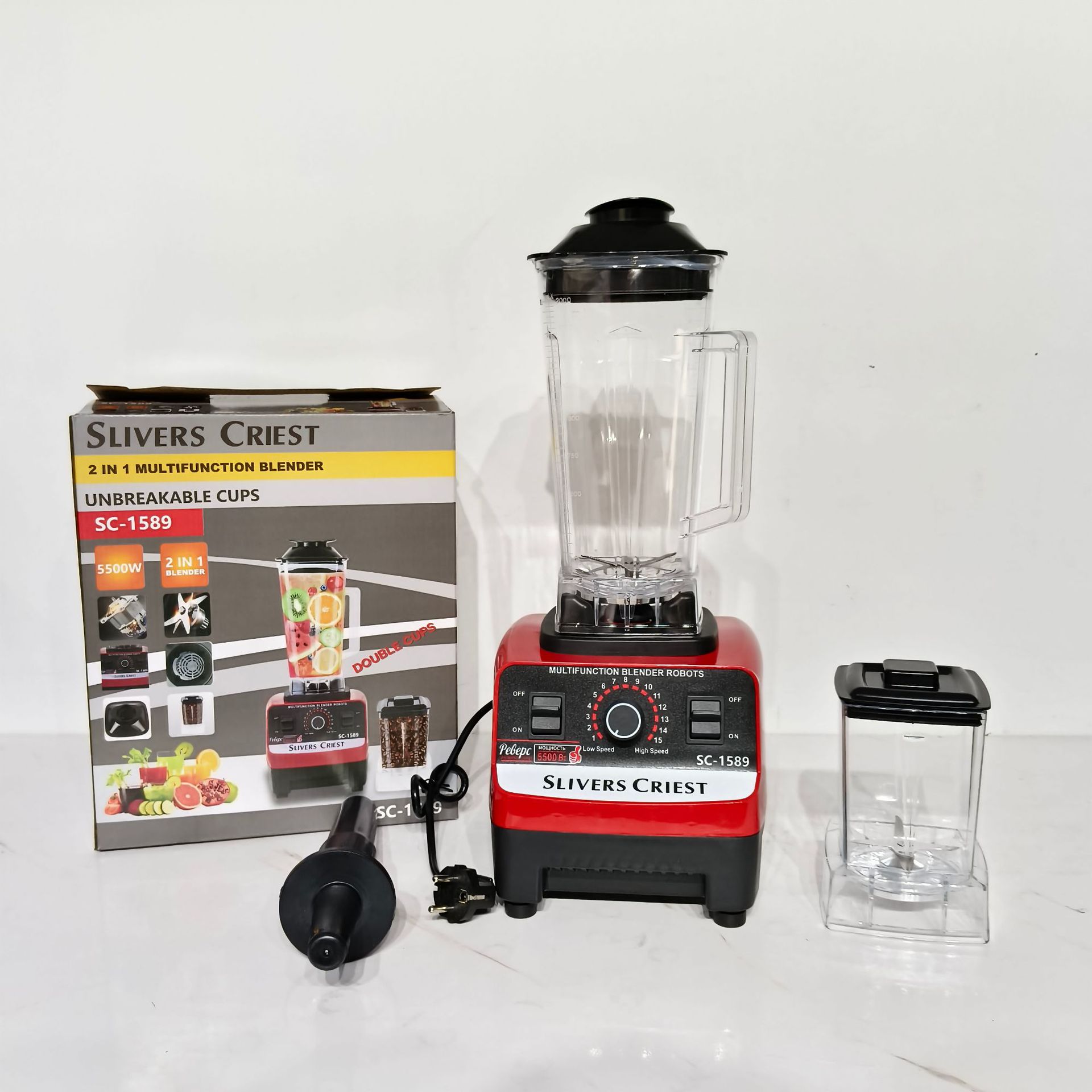 Cross-Border 2-In-1 Double-Cup Electric Multi-Functional Blender, Blender, Food Processor, Juicer, Multi-Purpose details Picture