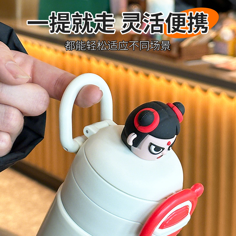 The 2025 new dual-drinking insulated cup made of 316 stainless steel, food-grade, is a cute water cup specially designed for students to go to school Specification image