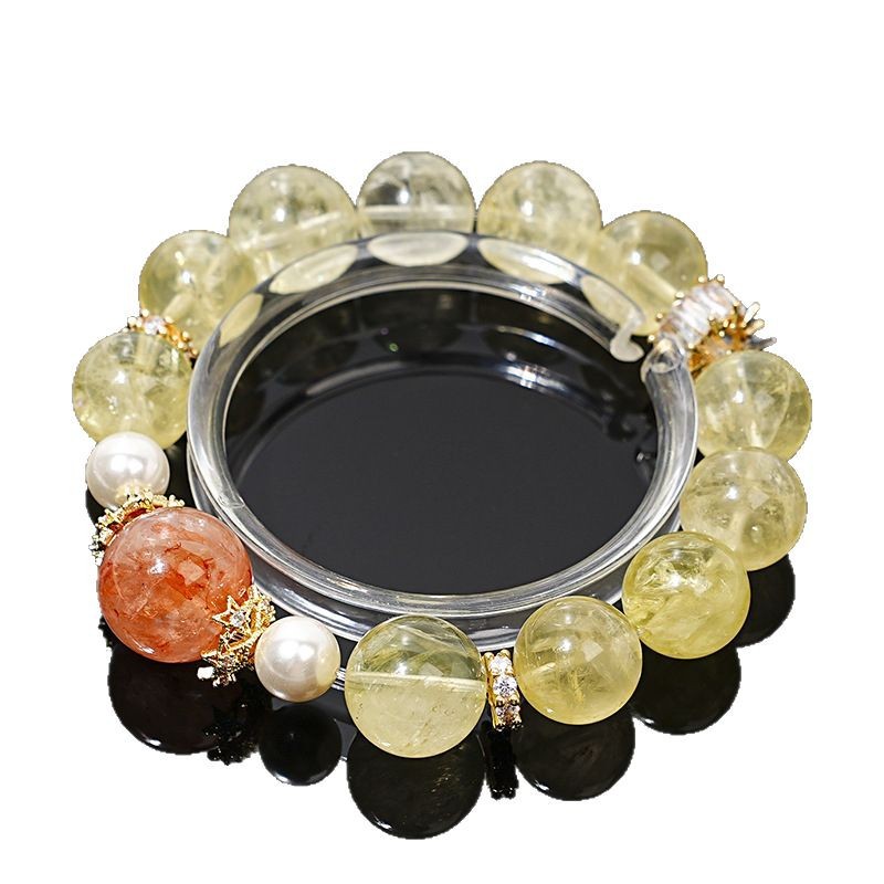 【 Dry Leaf Butterfly 】 High-quality Natural Lemon Crystal bracelet for Women, Red glue Flower Shijia beaded bracelet wholesale Item Picture